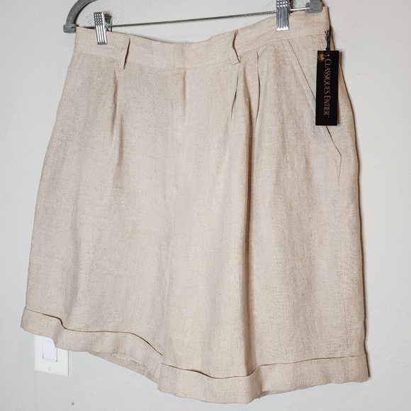 NWT Vintage Nordstrom Linen Beige highrise pleated lined shorts. Size 16 - Picture 5 of 16